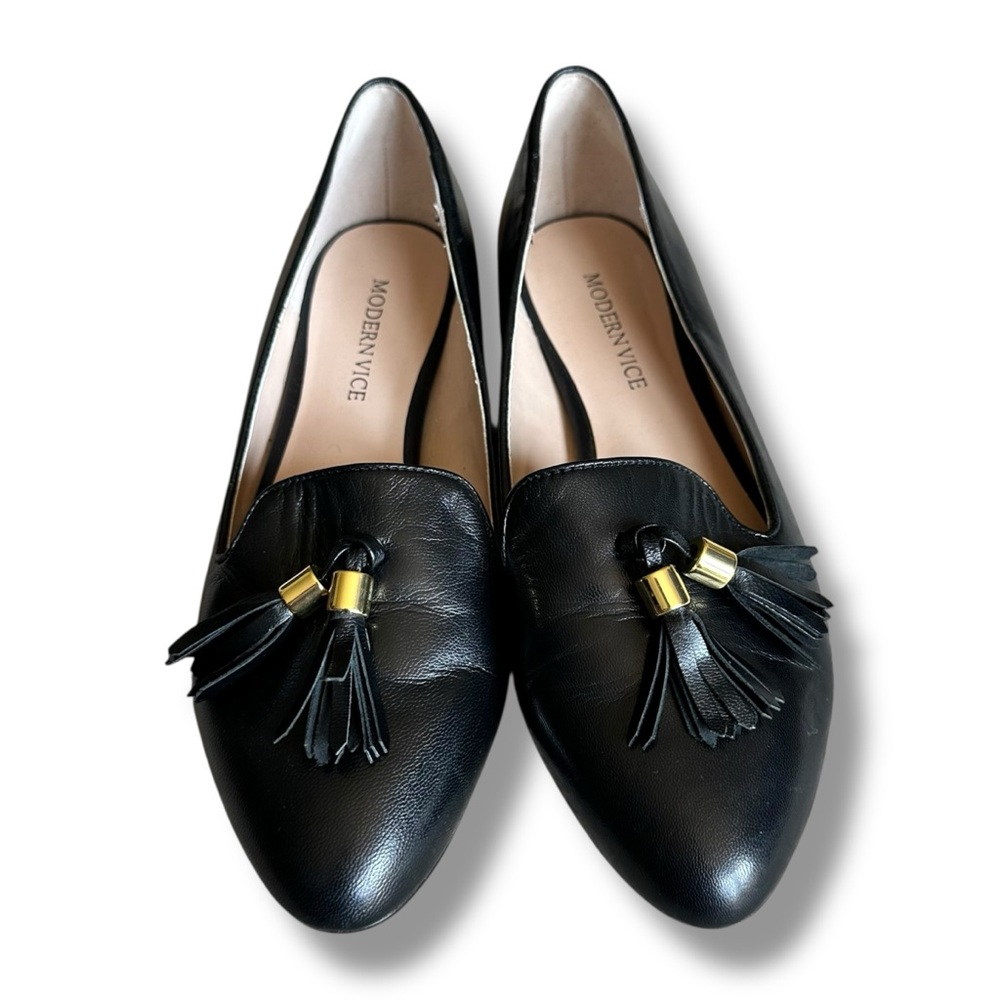 Modern Vice Black Leather Essex Tassel Smoking Loafers Classy Preppy Jeweled 8